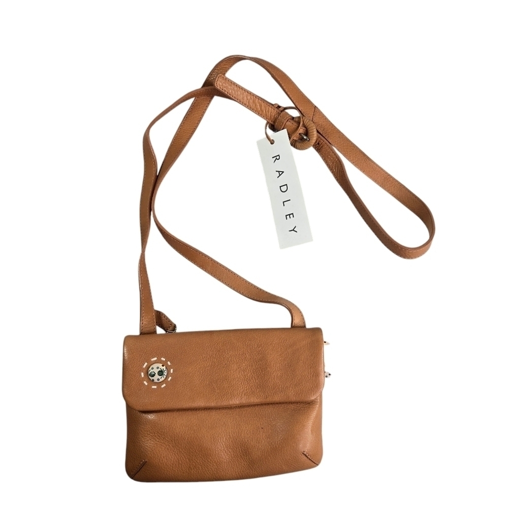 Radley London tan peach leather small crossbody bag purse new